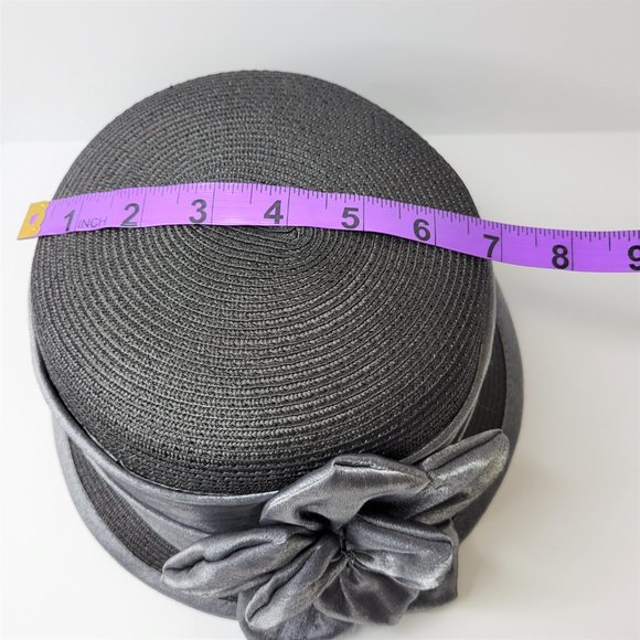 Grey Dress Hat Church Hat with Satin Flower Rosette One Size - Picture 13 of 15